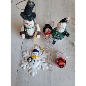 Snowman snowflake Icicle Glitter Bell ornaments set Xmas variety